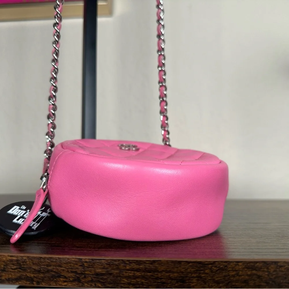 Authentic CHANEL Hot Pink Quilted Round Crossbody Bag